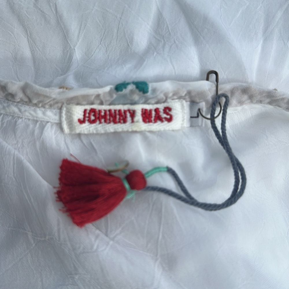 Johnny Was White Embroidered Boho Tunic Top Blouse Size Large - Picture 5 of 5